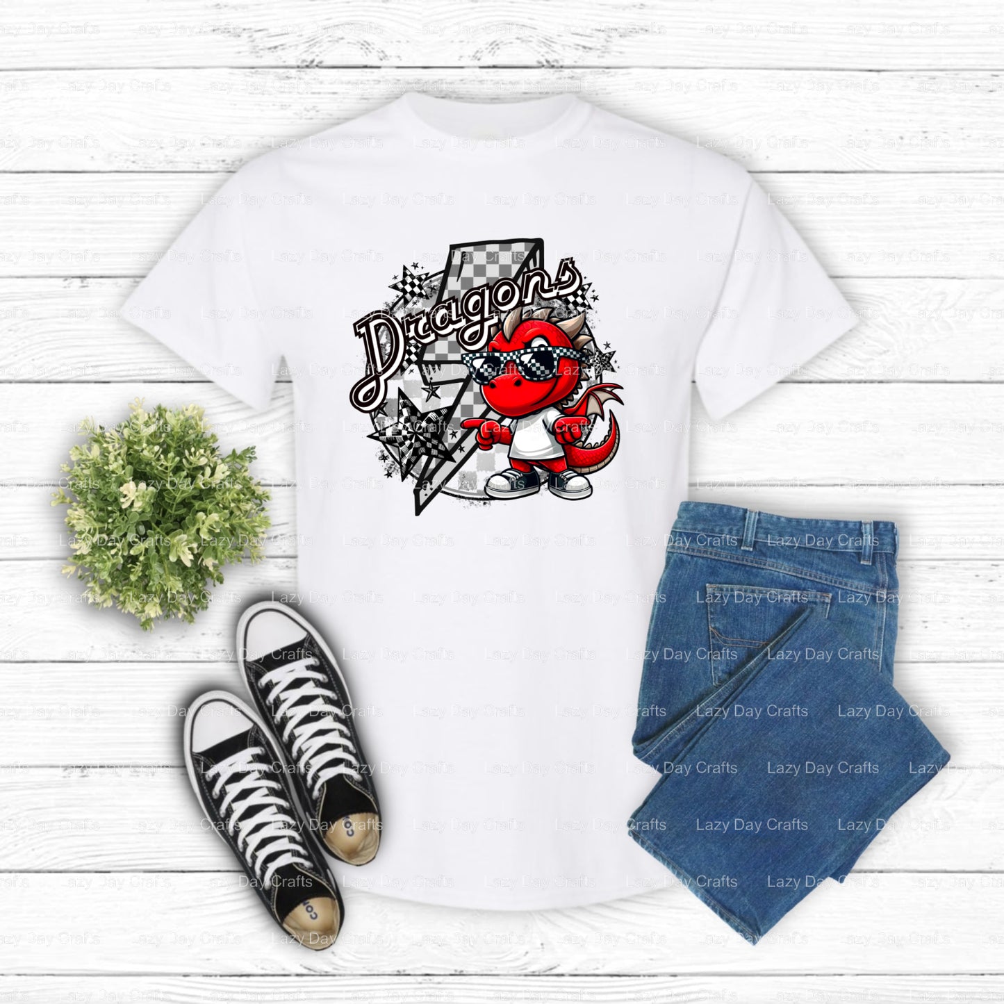 Dragon Mascot Jersey 00 – School Spirit DTF Transfer (view 1 of 2) – by Lazy Day Crafts – DTF Transfers – School Mascot, D...