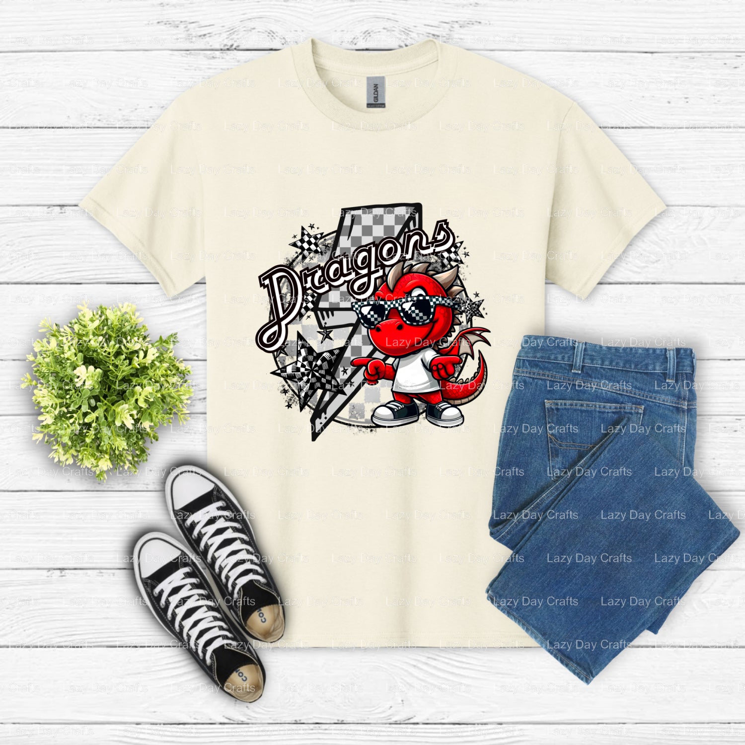 Dragon Mascot Jersey 00 – School Spirit DTF Transfer (view 2 of 2) – by Lazy Day Crafts – DTF Transfers – School Mascot, D...