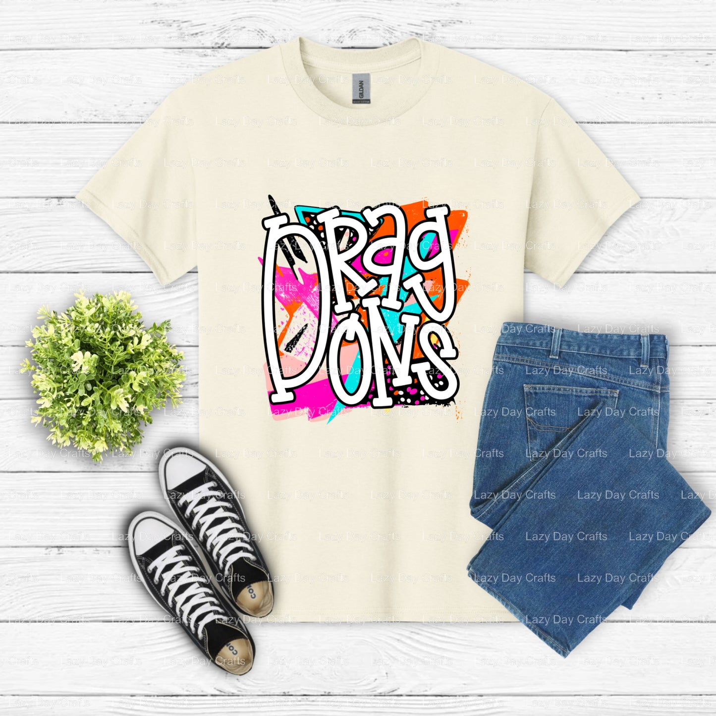 Dragon Mascot Roar – School Spirit DTF Transfer (view 2 of 2) – by Lazy Day Crafts – DTF Transfers – School Mascot, School...
