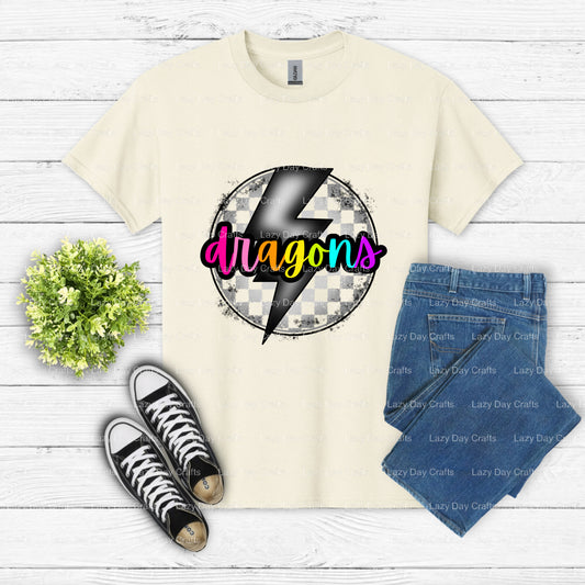 Dragon Mascot School Spirit – DTF Transfer (view 1 of 2) – by Lazy Day Crafts – DTF Transfers – School Mascot, Apparel Decor