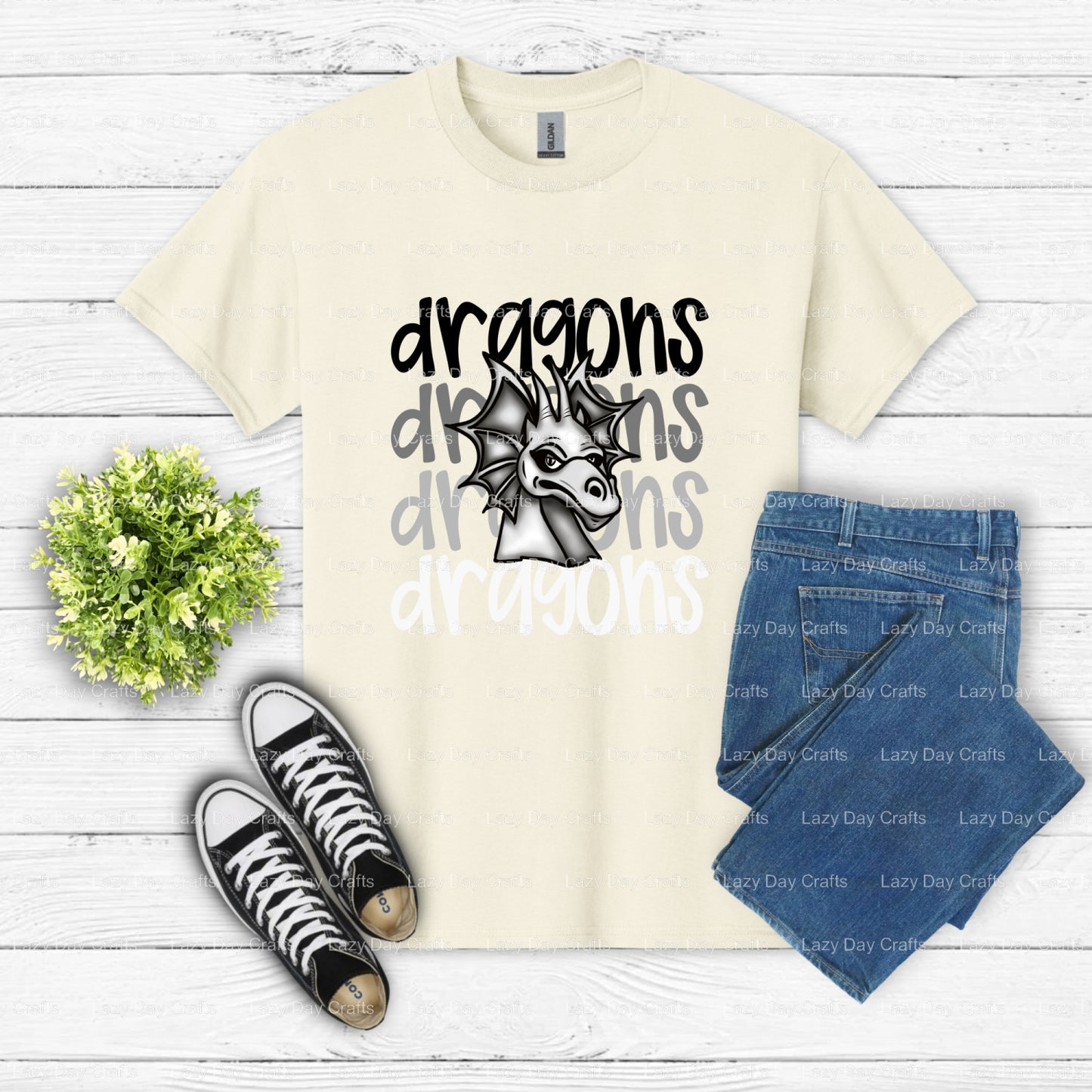 Dragon Mascot School Spirit – DTF Transfer (view 2 of 2) – by Lazy Day Crafts – DTF Transfers – School Mascot, School Spirit
