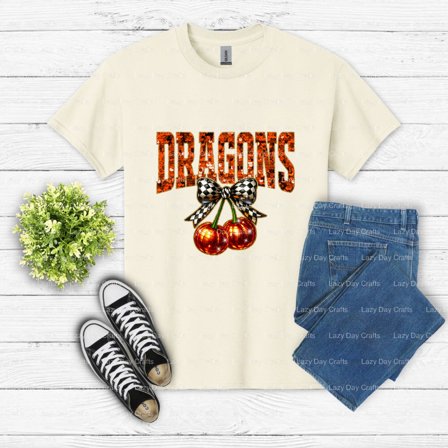 Dragon Mascot Sequin Pumpkin – School Spirit DTF Transfer (view 2 of 2) – by Lazy Day Crafts – DTF Transfers – Lazy Day Cr...