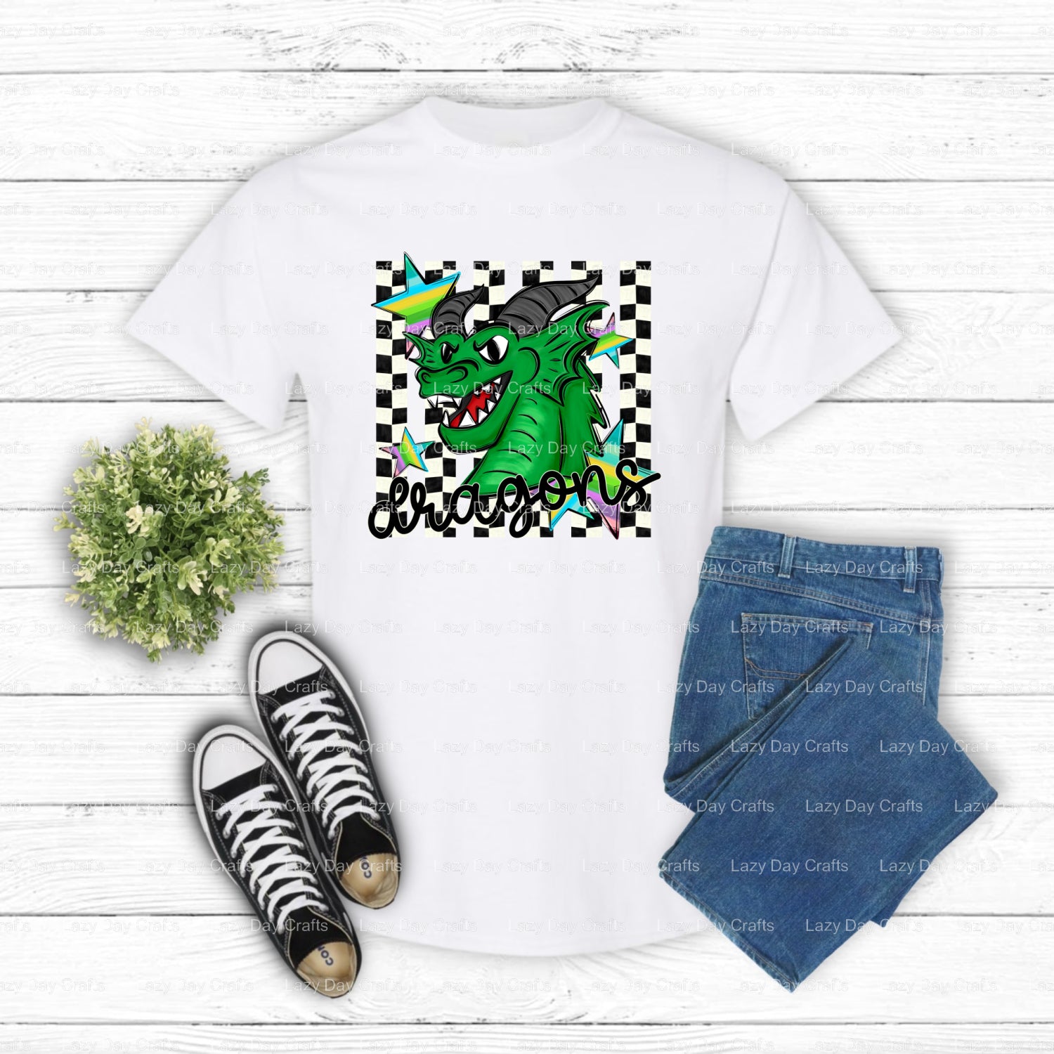 DRAGONS Mascot Logo – DTF Transfer (view 1 of 2) – by Lazy Day Crafts – DTF Transfers – School Mascot, School Spirit