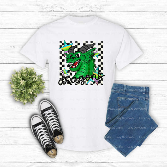 DRAGONS Mascot Logo – DTF Transfer (view 1 of 2) – by Lazy Day Crafts – DTF Transfers – School Mascot, School Spirit