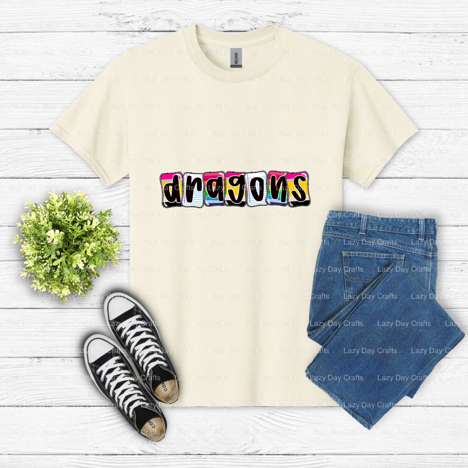 DRAGONS – School Mascot DTF Transfer (view 2 of 2) – by Lazy Day Crafts – DTF Transfers – School Mascot, DTF Transfers