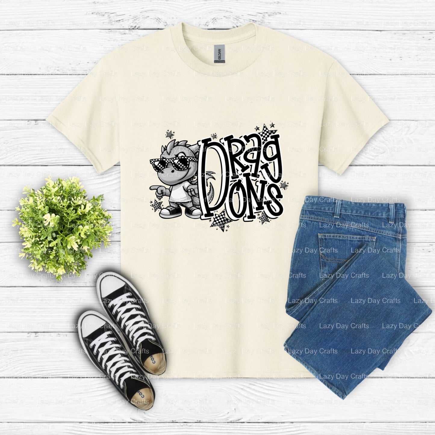 DRAGONS School Mascot DTF Transfer – Ready to Press (view 1 of 2) – by Lazy Day Crafts – DTF Transfers – School Mascot, Ap...