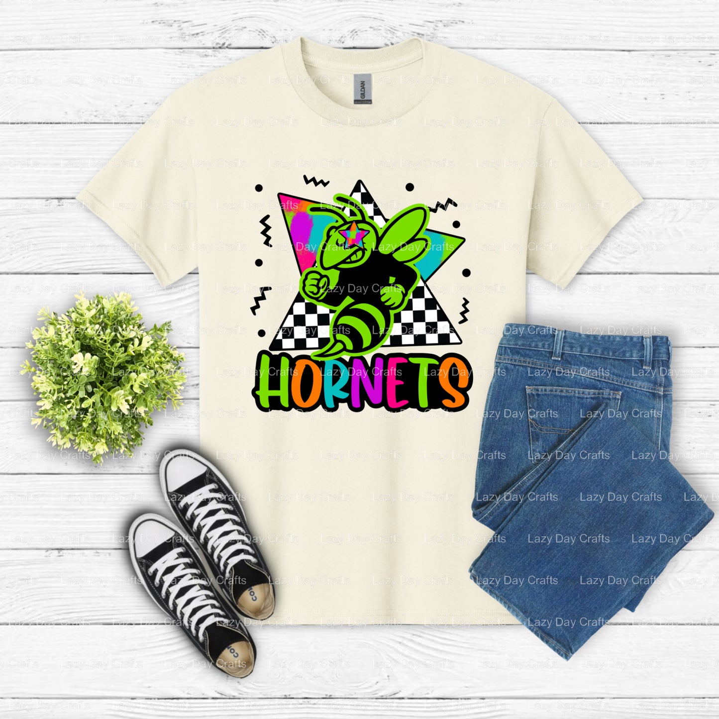 Dynamic Hornet Mascot – School Spirit DTF Transfer (view 1 of 2) – by Lazy Day Crafts – DTF Transfers – School Mascot, Rea...