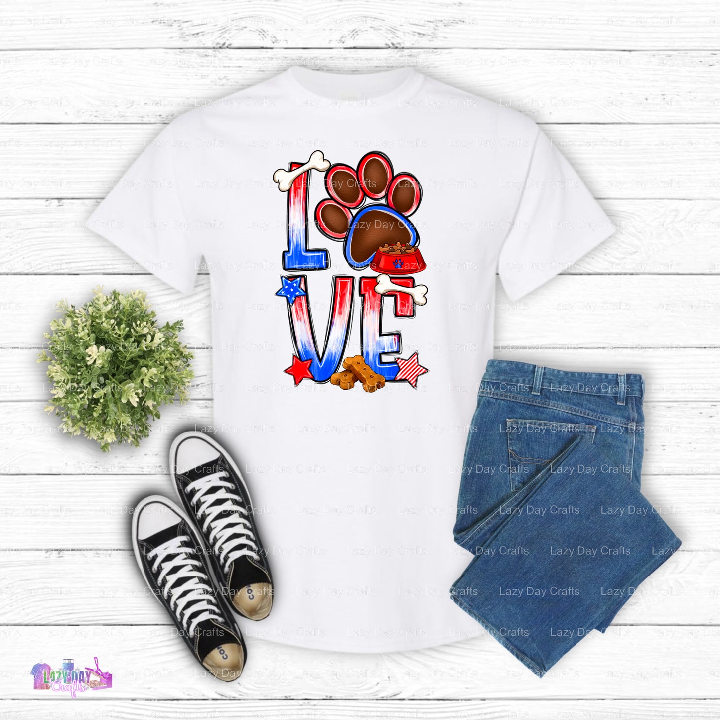 Patriotic Tie-Dye Dog Love – DTF Transfer