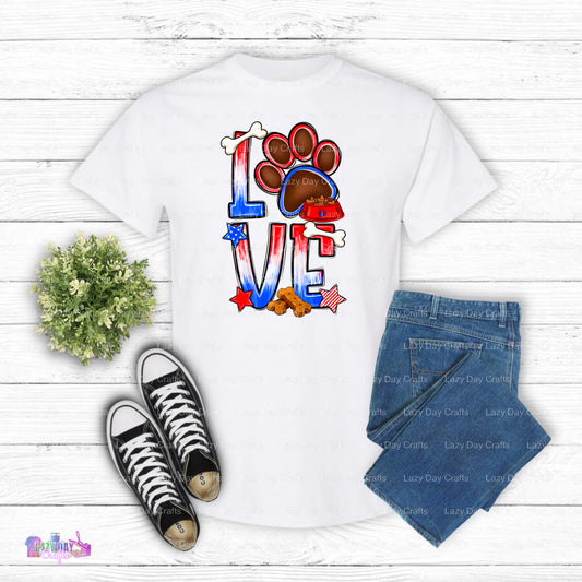 Patriotic Tie-Dye Dog Love – DTF Transfer