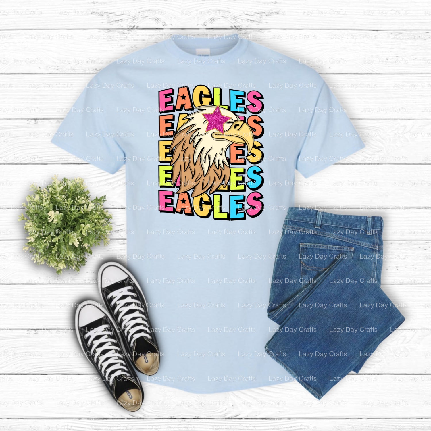 Eagles Mascot Distressed Head – School Spirit DTF Transfer (view 1 of 2) – by Lazy Day Crafts – DTF Transfers – School Mas...