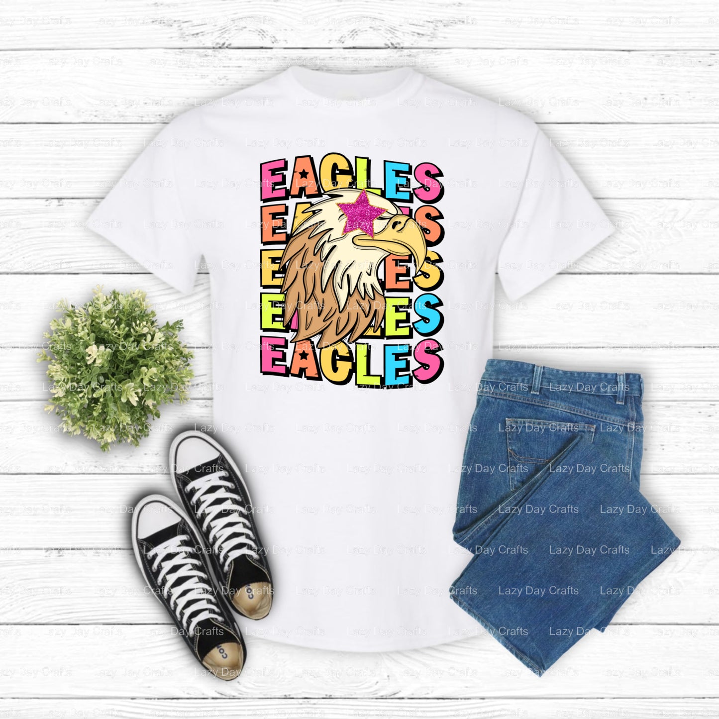 Eagles Mascot Distressed Head – School Spirit DTF Transfer (view 2 of 2) – by Lazy Day Crafts – DTF Transfers – School Mas...