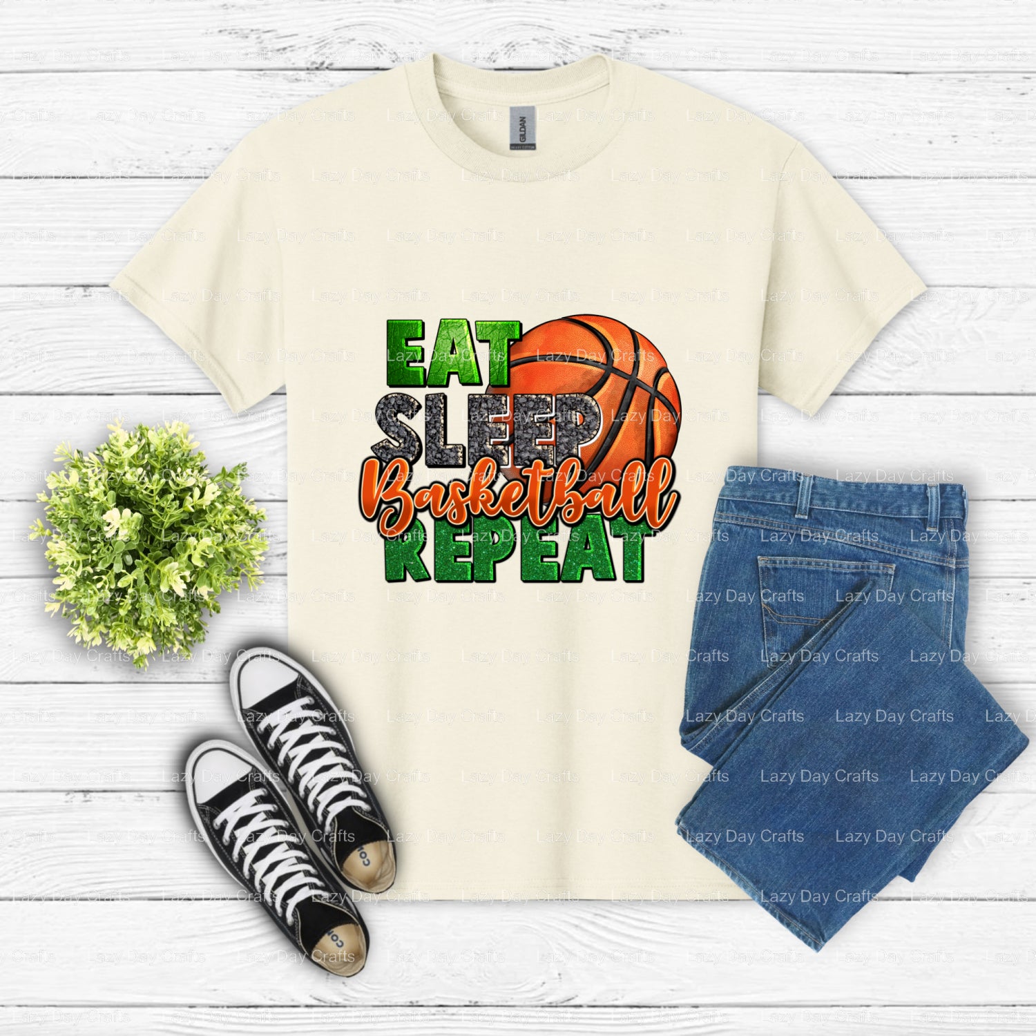 EAT SLEEP BASKETBALL REPEAT – Basketball DTF Transfer (view 1 of 2) – by Lazy Day Crafts – DTF Transfers – DTF Transfers,...