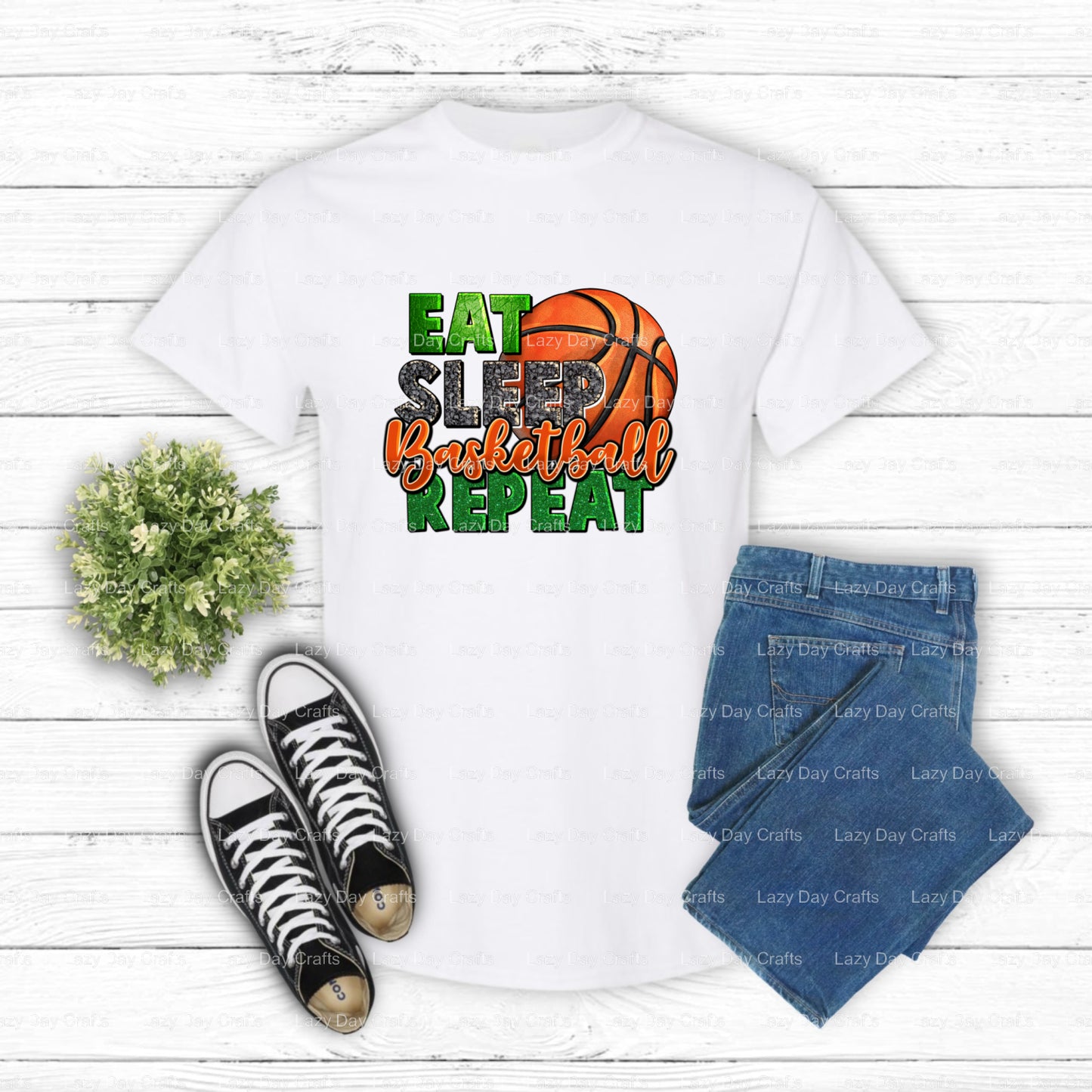 EAT SLEEP BASKETBALL REPEAT – Basketball DTF Transfer (view 2 of 2) – by Lazy Day Crafts – DTF Transfers – DTF Transfers,...