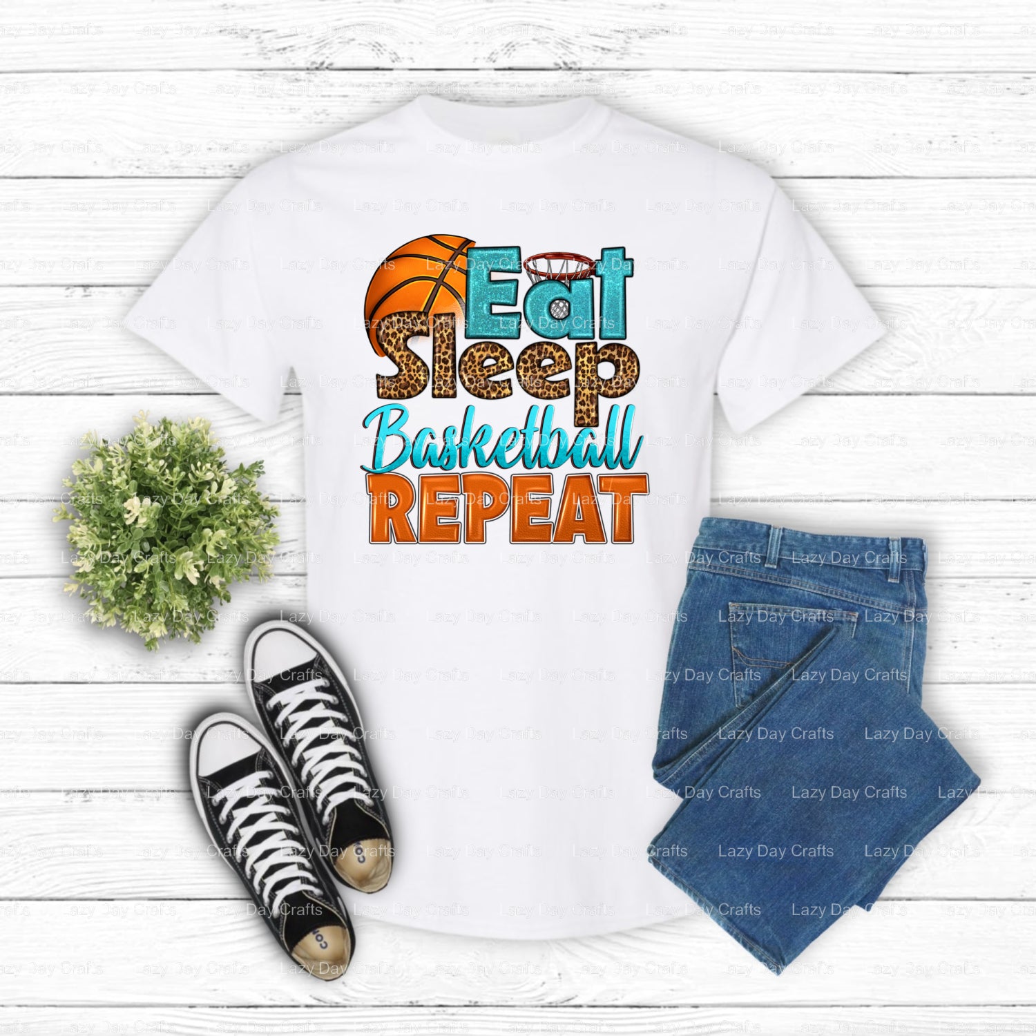 Eat Sleep Basketball Repeat – Basketball DTF Transfer (view 2 of 2) – by Lazy Day Crafts – DTF Transfers – Basketball, DTF...