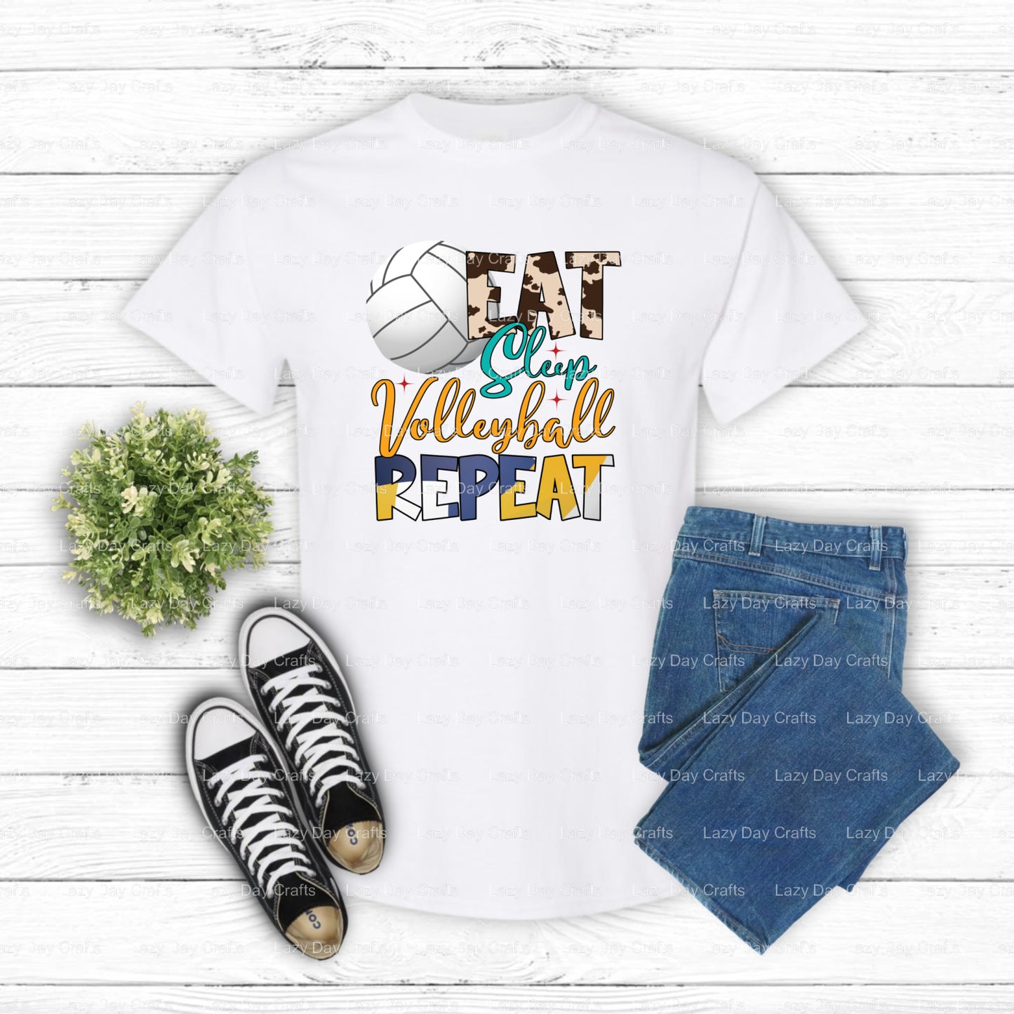EAT SLEEP VOLLEYBALL REPEAT – Volleyball DTF Transfer (view 1 of 2) – by Lazy Day Crafts – DTF Transfers – Volleyball, DTF...