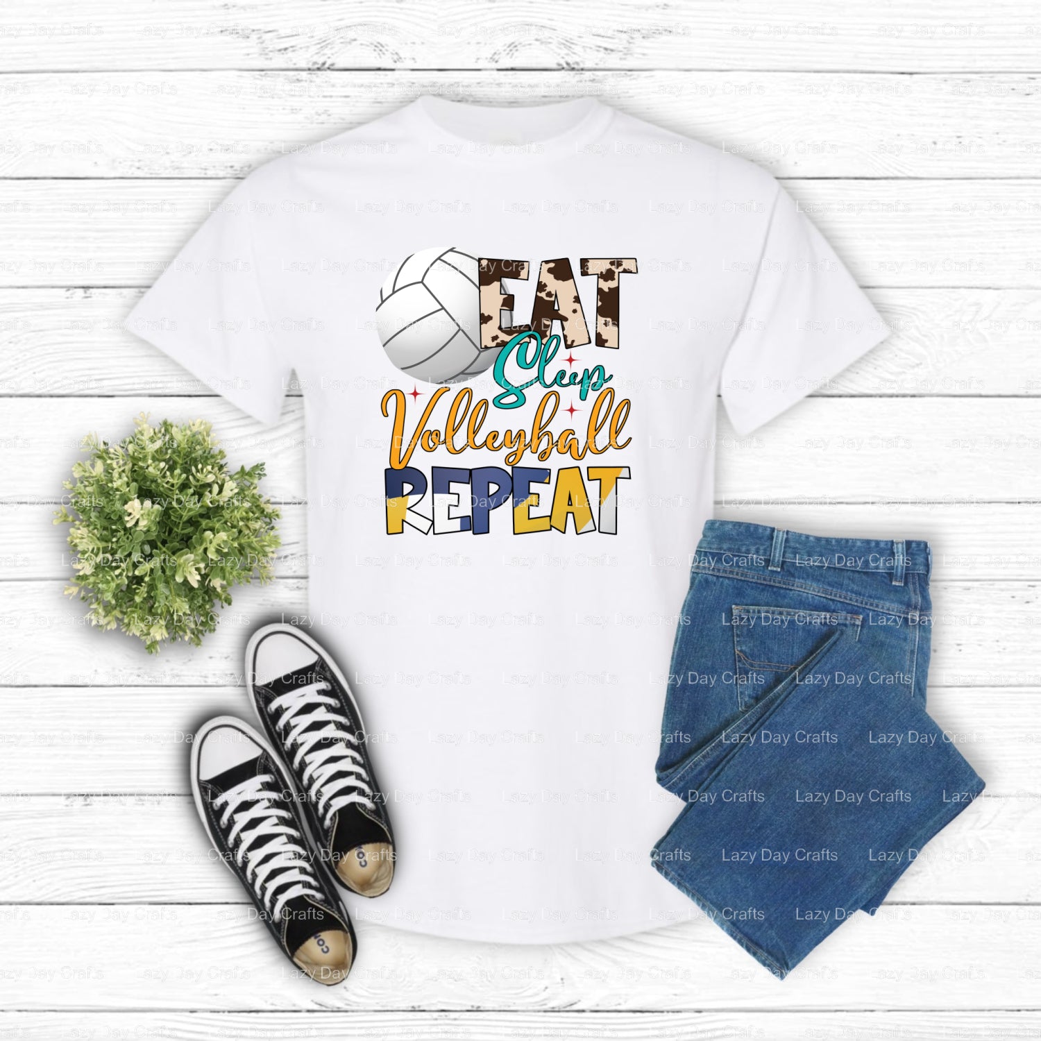 EAT SLEEP VOLLEYBALL REPEAT – Volleyball DTF Transfer (view 1 of 2) – by Lazy Day Crafts – DTF Transfers – Volleyball, DTF...