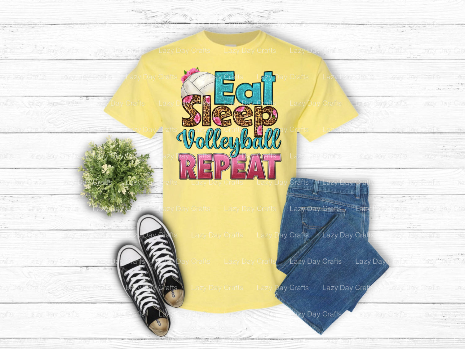 EAT SLEEP VOLLEYBALL REPEAT – Volleyball DTF Transfer (view 2 of 2) – by Lazy Day Crafts – DTF Transfers – Volleyball, DTF...
