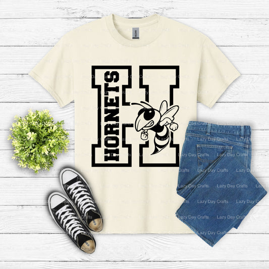 Energetic Hornet Mascot – School Spirit DTF Transfer (view 1 of 2) – by Lazy Day Crafts – DTF Transfers – School Mascot, A...