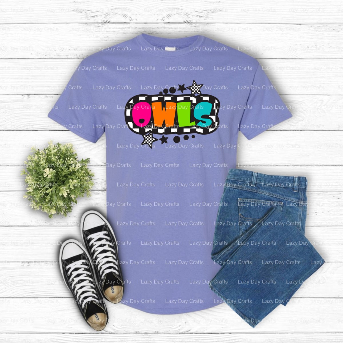 Energetic Owl Mascot – School Spirit DTF Transfer (view 1 of 2) – by Lazy Day Crafts – DTF Transfers – School Mascot, Appa...