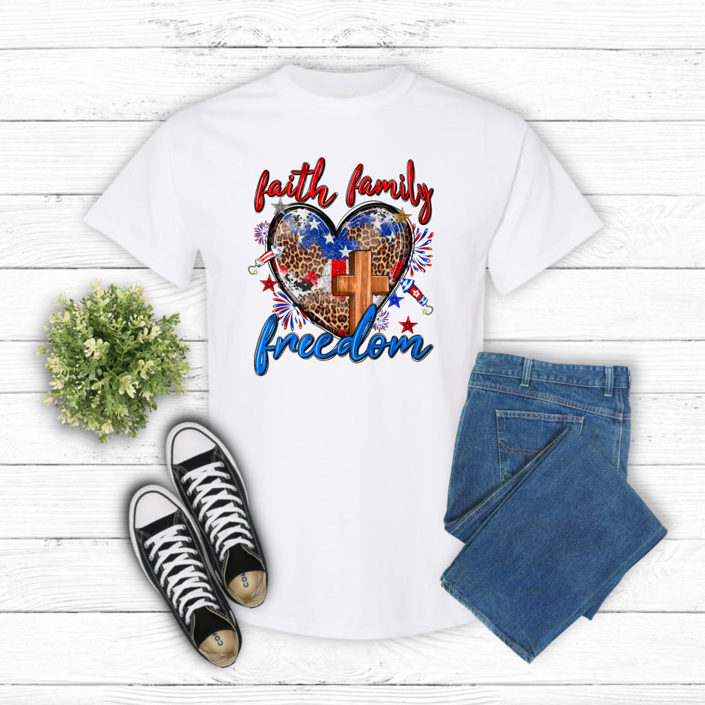 Faith Family Freedom 4th of July – Patriotic DTF Transfer