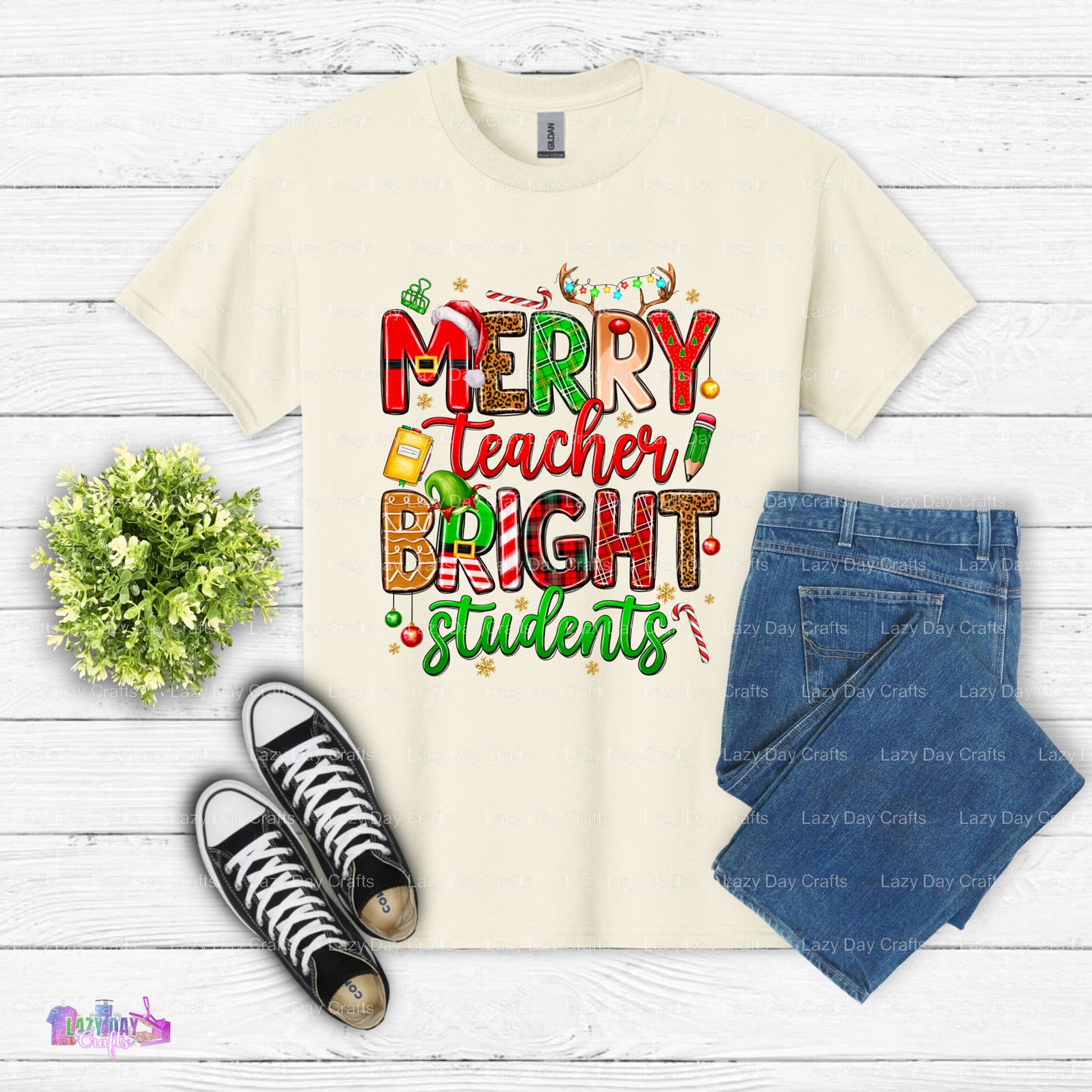 Merry Teacher Bright Students – Teacher Holiday DTF Transfer