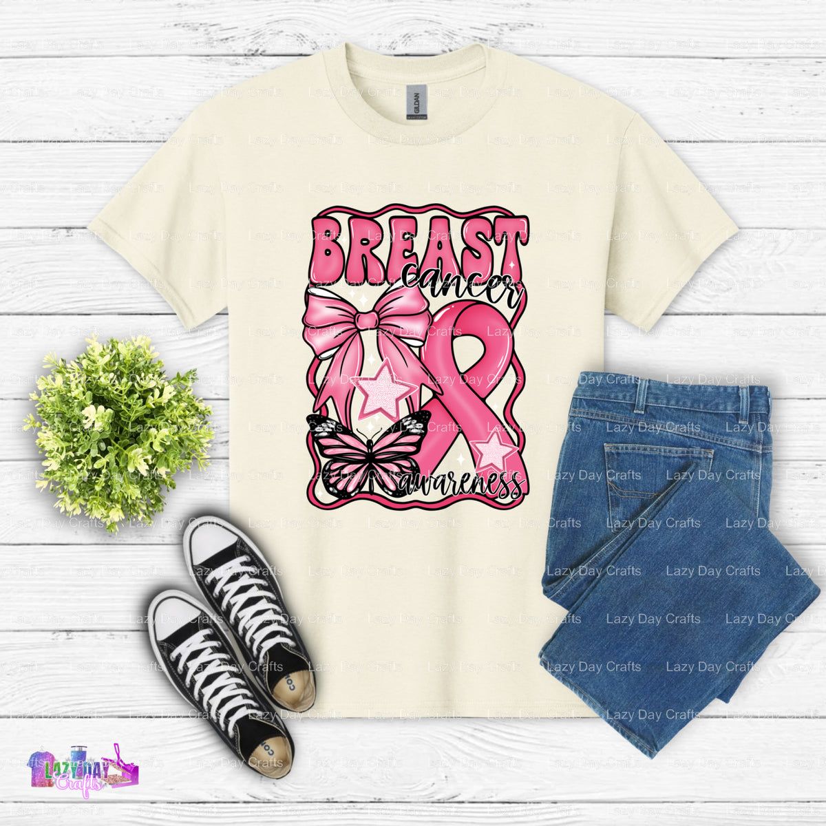 FAITH OVER FEAR – Breast Cancer Awareness DTF Transfer (view 2 of 2) – by Lazy Day Crafts – DTF Transfers – DTF Transfers,...