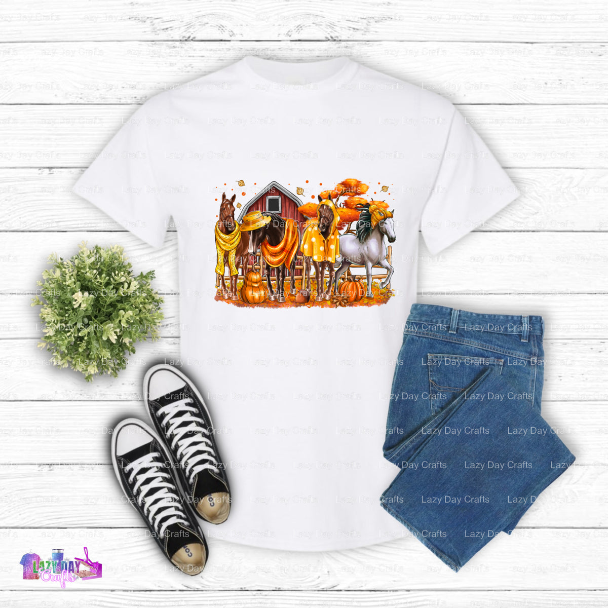 Fall Horses – DTF Transfer (view 1 of 2) – by Lazy Day Crafts – DTF Transfers – DTF Transfers, Premade DTF
