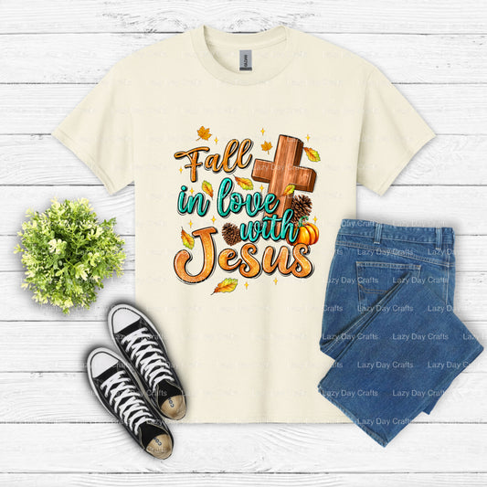 Fall In Love With Jesus Thanksgiving – DTF Transfer (view 1 of 2) – by Lazy Day Crafts – DTF Transfers – DTF Transfers, cu...