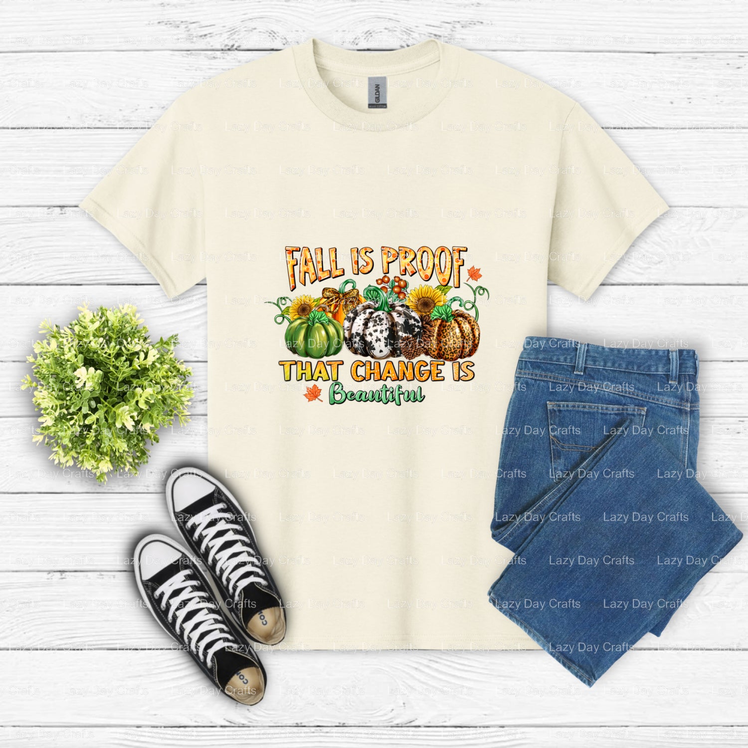 FALL IS PROOF THAT CHANGE IS BEAUTIFUL – Ready to Press DTF Transfer (view 2 of 2) – by Lazy Day Crafts – DTF Transfers –...