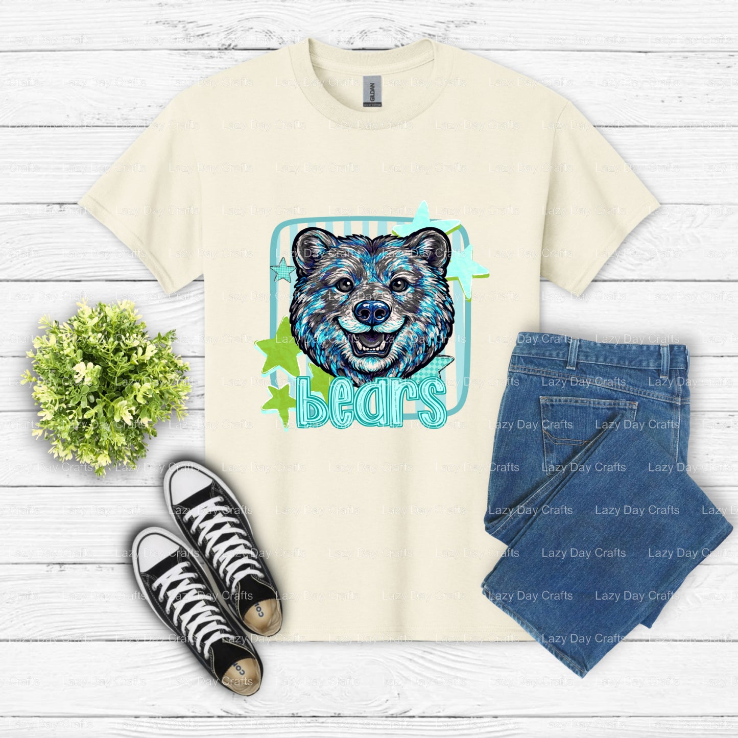 Fierce Bear Mascot – School Spirit DTF Transfer (view 2 of 2) – by Lazy Day Crafts – DTF Transfers – School Mascot Apparel...