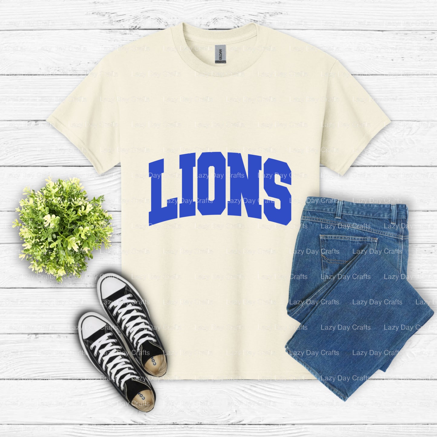 Fierce Blue Lion Mascot – School Spirit DTF Transfer (view 2 of 2) – by Lazy Day Crafts – DTF Transfers – School Mascot, A...