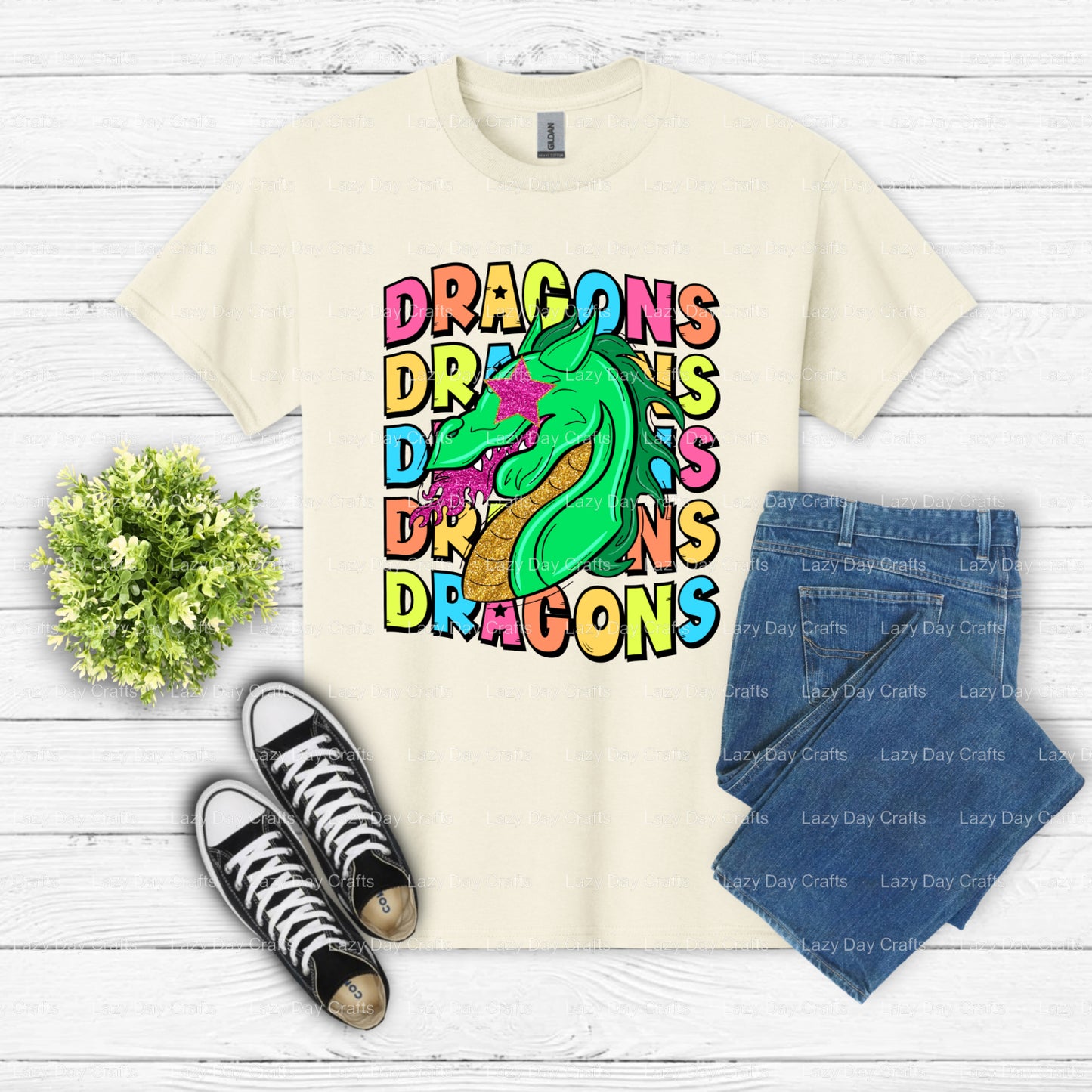 Fierce Dragon Mascot – School Spirit DTF Transfer (view 2 of 2) – by Lazy Day Crafts – DTF Transfers – DTF Transfers, Scho...