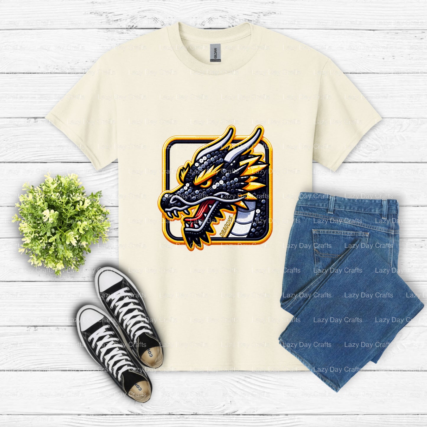 Fierce Dragon School Mascot – DTF Transfer (view 2 of 2) – by Lazy Day Crafts – DTF Transfers – School Mascot, DTF Transfers