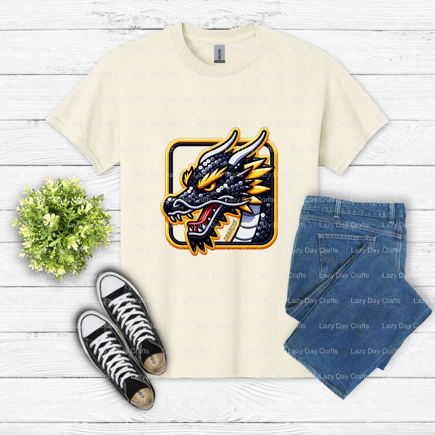 Fierce Dragon School Mascot – DTF Transfer (view 2 of 2) – by Lazy Day Crafts – DTF Transfers – School Mascot, DTF Transfers