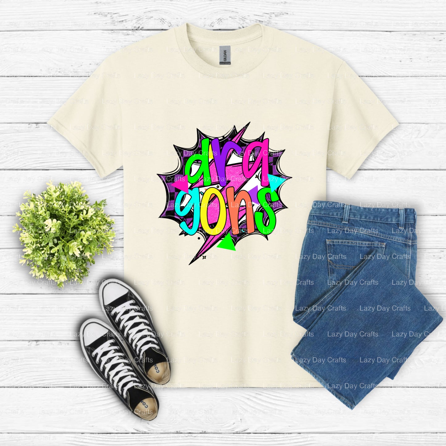 Fierce Dragons School Mascot – DTF Transfer (view 2 of 2) – by Lazy Day Crafts – DTF Transfers – School Mascot, DTF Transfers