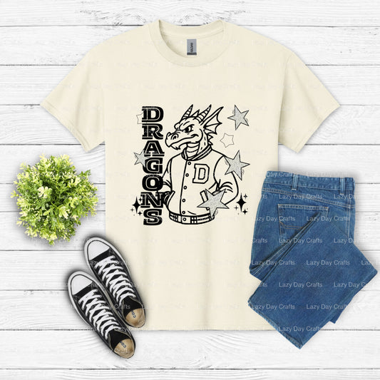 Fierce Green Dragon Mascot – School Spirit DTF Transfer (view 1 of 2) – by Lazy Day Crafts – DTF Transfers – School Mascot...