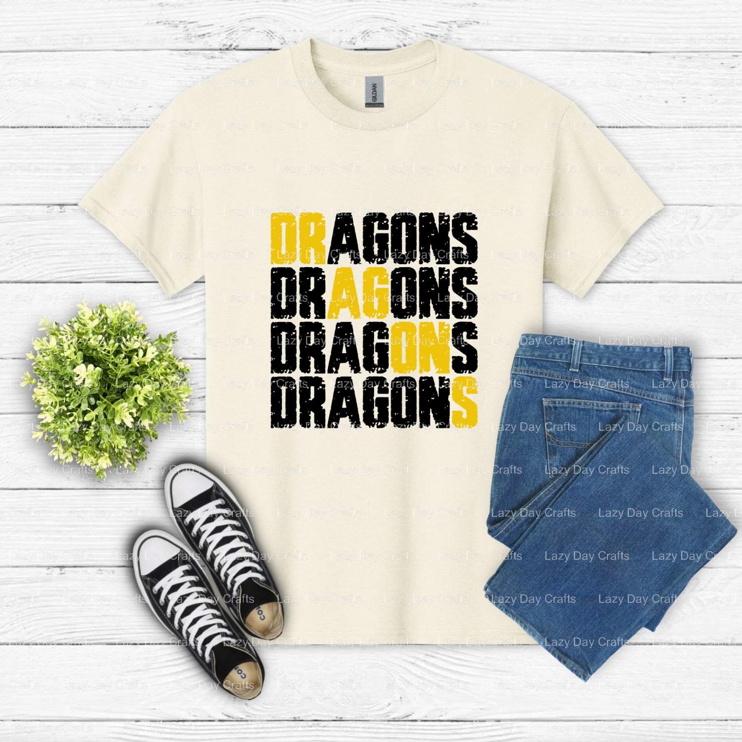 Fierce Green Dragon School Mascot – DTF Transfer (view 1 of 2) – by Lazy Day Crafts – DTF Transfers – School Mascot, Appar...