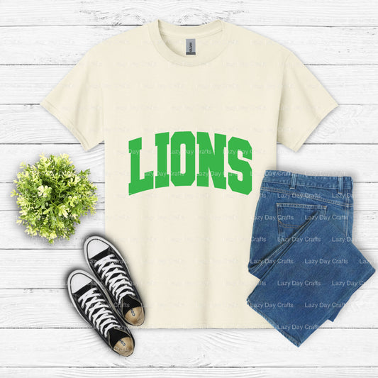 Fierce Green Lion Mascot – School Spirit DTF Transfer (view 1 of 2) – by Lazy Day Crafts – DTF Transfers – School Mascot,...