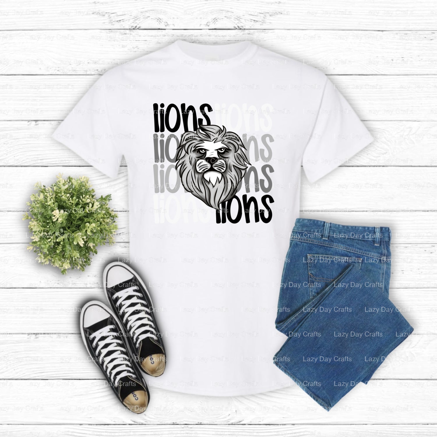 Fierce Lion Head Mascot – School Spirit DTF Transfer (view 1 of 2) – by Lazy Day Crafts – DTF Transfers – School Mascot, P...