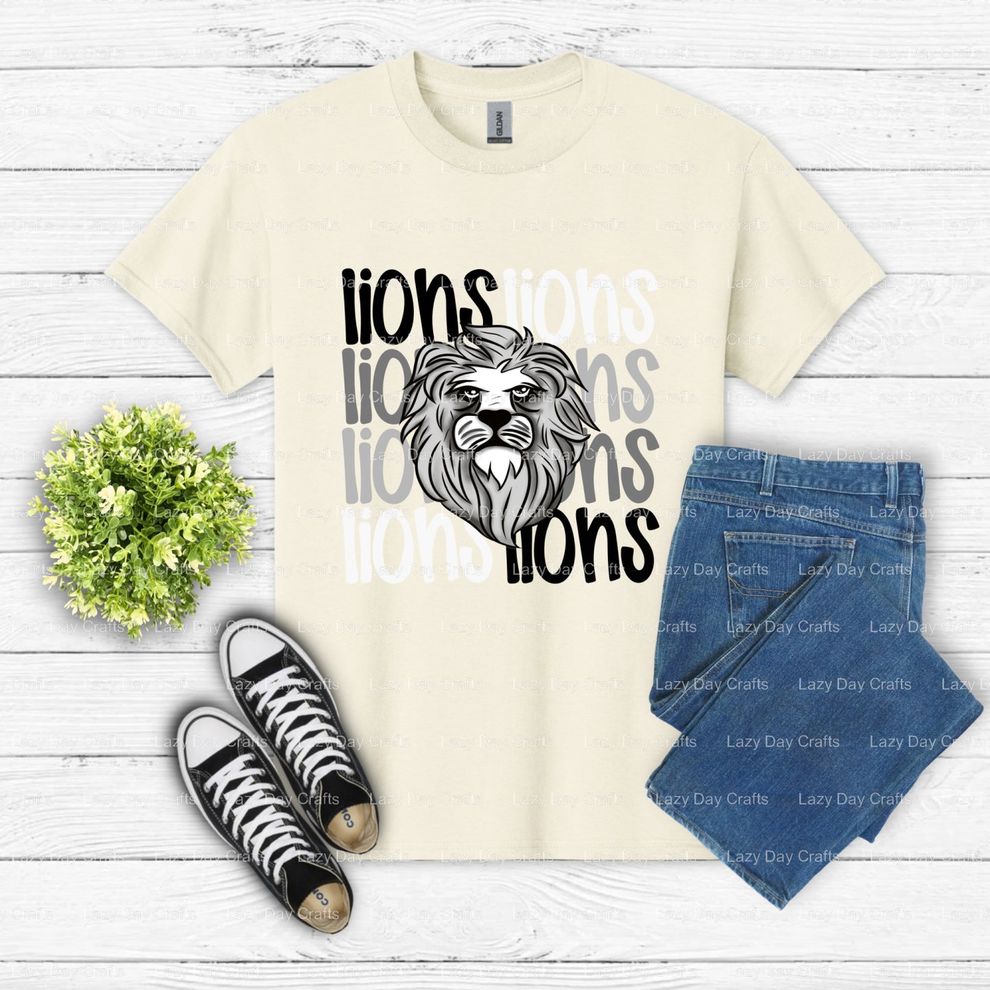 Fierce Lion Head Mascot – School Spirit DTF Transfer (view 2 of 2) – by Lazy Day Crafts – DTF Transfers – School Mascot, P...