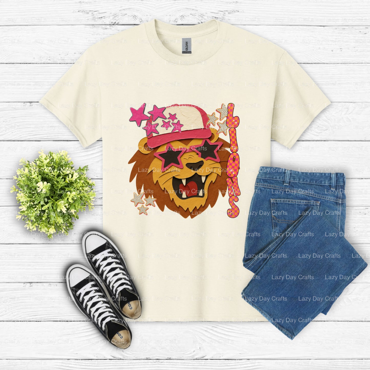 Fierce Lion Head School Mascot – DTF Transfer (view 2 of 2) – by Lazy Day Crafts – DTF Transfers – School Mascot, Apparel...