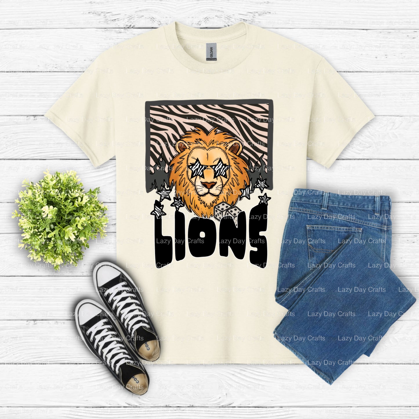 Fierce Lion Mascot – School Spirit DTF Transfer (view 1 of 2) – by Lazy Day Crafts – DTF Transfers – School Mascot, School...