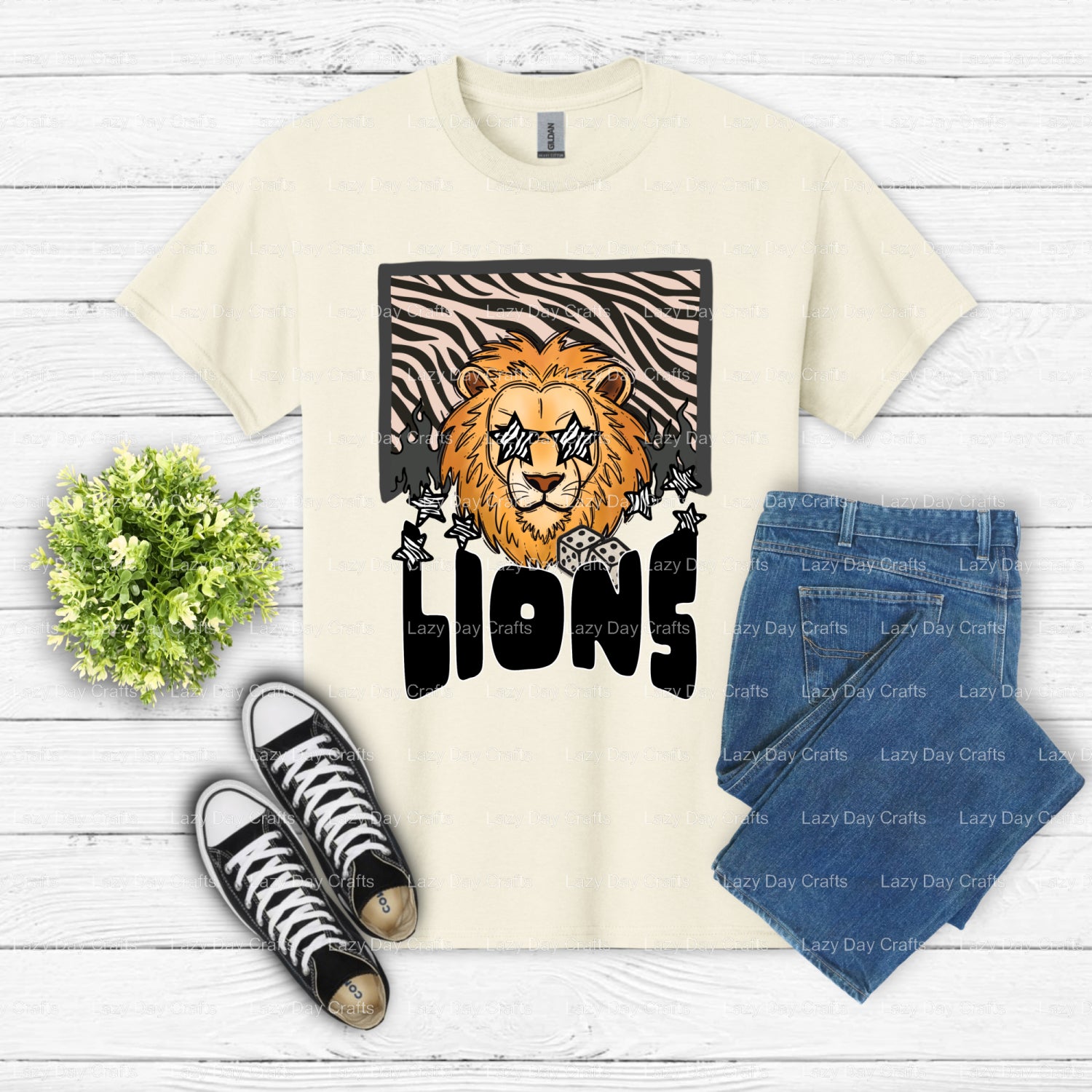 Fierce Lion Mascot – School Spirit DTF Transfer (view 1 of 2) – by Lazy Day Crafts – DTF Transfers – School Mascot, School...