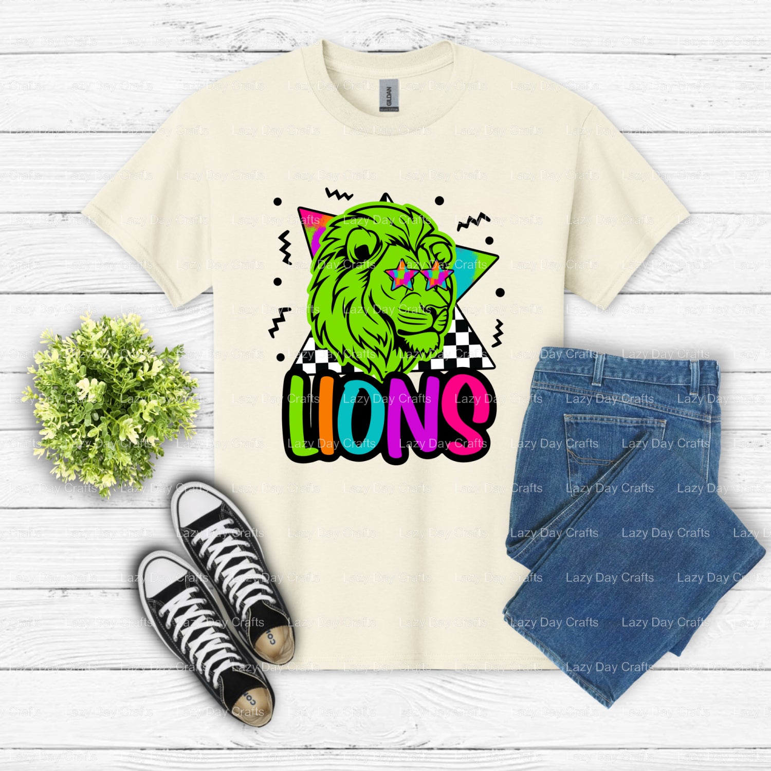 Fierce Lions Mascot Head – School Spirit DTF Transfer (view 1 of 2) – by Lazy Day Crafts – DTF Transfers – School Mascot,...