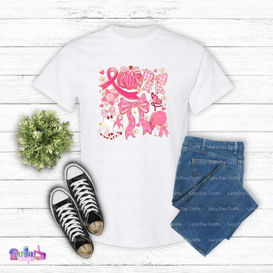 FIGHT CURE SUPPORT AWARENESS Pink Ribbon – Breast Cancer Awareness DTF Transfer (view 1 of 2) – by Lazy Day Crafts – DTF T...