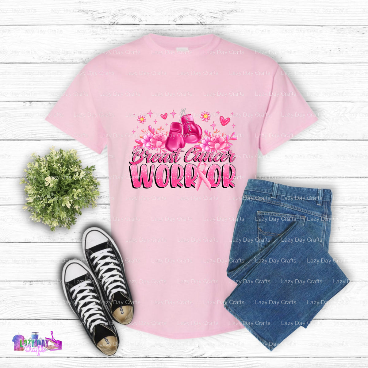 FIGHT THE FIGHT WEAR THE PINK RIBBON – Breast Cancer DTF Transfer (view 2 of 2) – by Lazy Day Crafts – DTF Transfers – DTF...