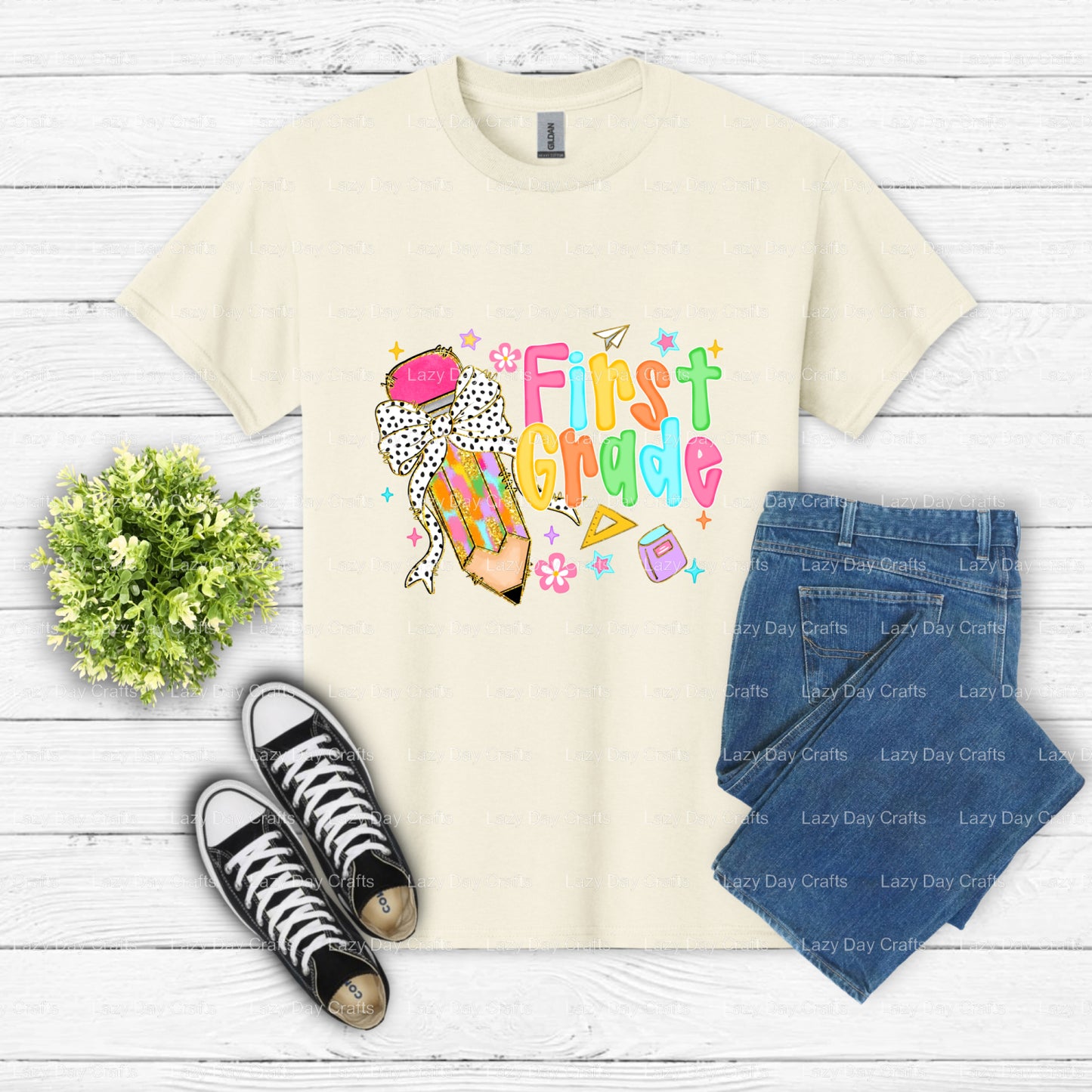 First Grade 1st Day Owl – DTF Transfer (view 1 of 2) – by Lazy Day Crafts – DTF Transfers – DTF Transfers, apparel