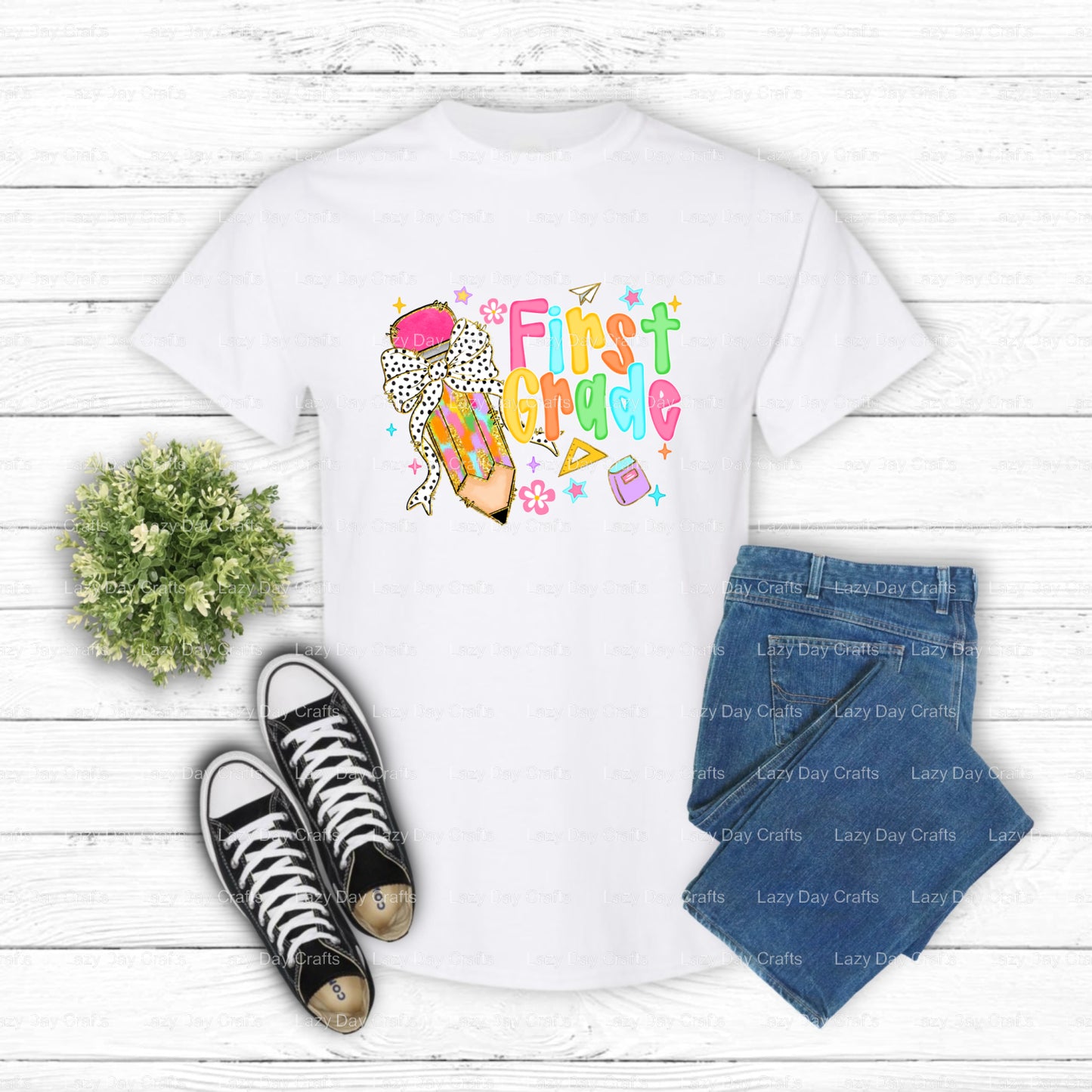 First Grade 1st Day Owl – DTF Transfer (view 2 of 2) – by Lazy Day Crafts – DTF Transfers – DTF Transfers, apparel