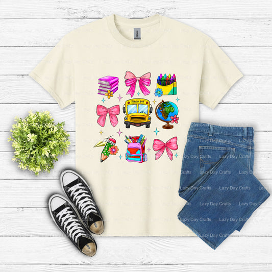 FIRST SCHOOL DAY – Children's Apparel DTF Transfer (view 1 of 2) – by Lazy Day Crafts – DTF Transfers – DTF Transfers, Pre...