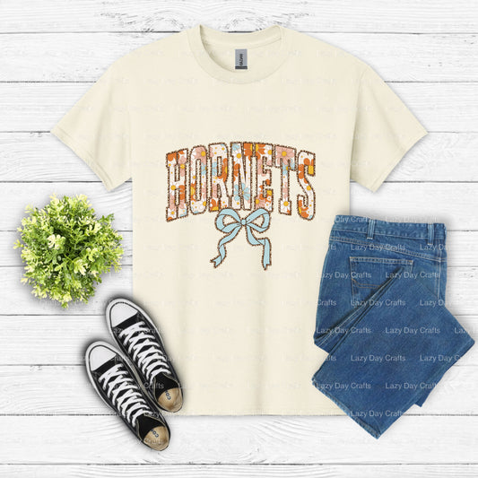 Floral Hornets School Mascot – DTF Transfer (view 2 of 2) – by Lazy Day Crafts – DTF Transfers – School Mascot, Apparel De...